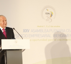 Don Juan Carlos durante su intervención en la XXV Asamblea Plenaria del Consejo Empresarial de América Latina (CEAL)